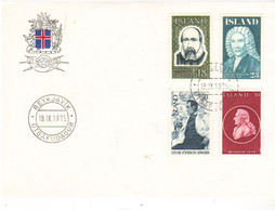 Iceland Island 1975 Personalities (I), Hallgrimor Petursson, Arni Magnusson, Jon Eiriksson, Einar Jonsson,  MI 505-8 FDC - Cartas & Documentos