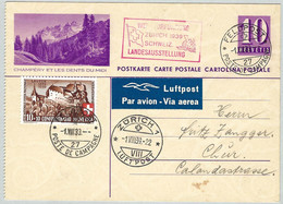 Schweiz Pro Patria 1939, Bildpostkarte "Champéry Et Les Dents Du Midi", Feldpost Nach Zürich - Covers & Documents