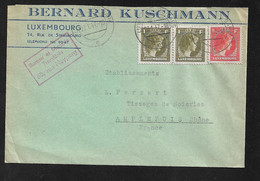 Luxembourg Lettre Bernard Kuschmann Luxembourg Le 27/01/1947 Pour Amplepuis N° 345 Paire Et 34   B/TB - Briefe U. Dokumente