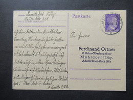 3.Reich 23.2.1944 Hitler Ganzsache Geschrieben Im Ursulinenkloster In Landshut Nach Mühldorf An Reichsbahn Oberinspektor - Interi Postali