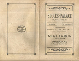 Programme , Saison Théatrale , 1919 , SUCCES-PALACE , PARIS 12 E , 2 Scans , Fraisfr 1.75 E - Programmes