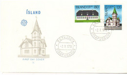 Iceland Island 1978 Europe: Monuments,  Videyjarstofa (1752-54). Húsavíkur Church (1906) MI 530-531 FDC - Covers & Documents