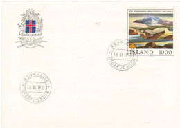 Iceland Island 1978 Hraunteigur With Hekla Volcano; Painting By Jón Stefánsson (1881-1962), MI 535 FDC - Cartas & Documentos