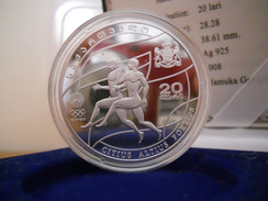 REPUBLIC OF GEORGIA 20 LARI 2008 SILVER PROOF "OLYMPIC GAMES BEIJING 2008" "free Shipping Via Registered Air Mail" - Georgia