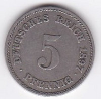 5 Pfennig 1897 E MULDENHUTTEN ,  Wilhelm II, En Cupronickel, KM# 11 - 5 Pfennig