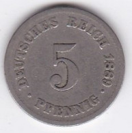 5 Pfennig 1889 F STUTGART,  Wilhelm II, En Cupronickel, KM# 3 - 5 Pfennig