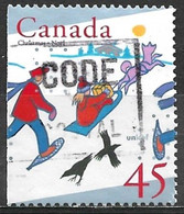 Canada 1996. Scott #1627a Single (U) Christmas, Children On Snowshoes, Sled - Single Stamps