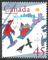 Canada 1996. Scott #1627a Single (U) Christmas, Children On Snowshoes, Sled - Postzegels