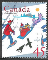 Canada 1996. Scott #1627a Single (U) Christmas, Children On Snowshoes, Sled - Timbres Seuls