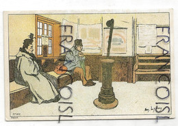 Salle D'attente à La Gare, Guichet, Poele. Signée Lynen - Lynen, Amédée-Ernest