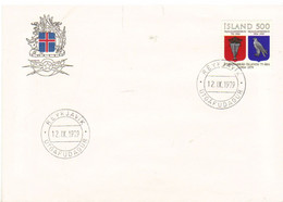 Iceland Island 1979 75 Years Government Chancellery, Coat Of Arms Before And After 1904. MI 544 FDC - Cartas & Documentos