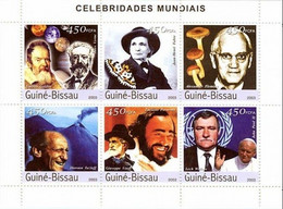 Guinea Bissau 2003, Celebrities, Fleming, Galileo, Verdi, Pavarotti, Mushrooms, Butterflies, 6val In BF - Volcanos
