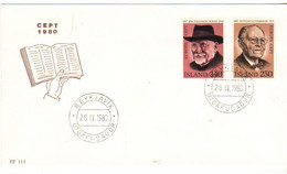 Iceland Island 1980 Europe: Important Personalities, Authors  Jón Sveinsson And Gunnar Gunnarsson MI 552-553 FDC - Storia Postale