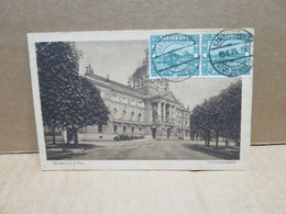 SAARGEBIET Paire De Timbres De 10 Cent Oblitérés Sur Carte Postale De Strasbourg - Covers & Documents