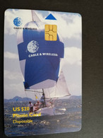 BRITSCH VIRGIN ISLANDS  US $ 20,--  CHIP CARD  Sail Yacht At Sea TEXT ON BACK SIDE  **5321** - Isole Vergini