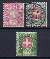 SUISSE Télégraphe 1881: Les ZNr. 14,16,17, Obl. CAD - Télégraphe