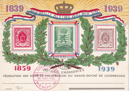 LUXEMBOURG 1939 CARTE SOUVENIR JOURNEE DU TIMBRE - Covers & Documents