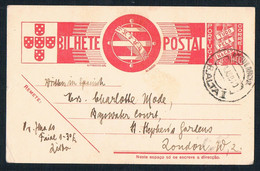 1940 - Postcard - Portugal, Beira Alta To London, UK (See Pictures) - Viseu