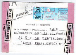 Vignette D'affranchissement GAPA De PARIS 53 Rue Poussin Sur Lettre Recommandée Avec AR De 1985 - Andere & Zonder Classificatie