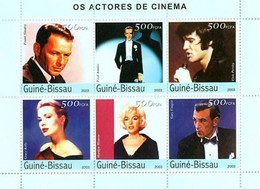 Guinea Bissau 2003, Cinema, Monroe, Sinatra, Elvis, Cooper, 6val In BF - Cinéma