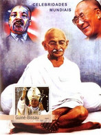 Guinea Bissau 2003, Gandhi, M. L. King, Dalai Lama, Pope J. Paul II, BF - Buddhism