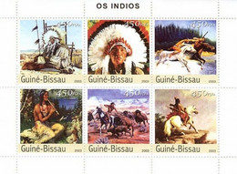 Guinea Bissau 2003, Native American, Horses, 6val In BF - Indiens D'Amérique