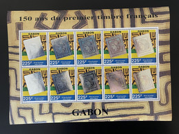 Gabon Gabun 1999 Mi. 1470 Sheet Planche 150 Ans Du Premier Timbre Français Hologramme Hologramm Philexfrance RARE ! - Hologramas
