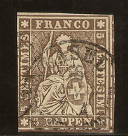 SUIZA Yvert 26 (º) 5 Rp. Brun 1854/1862 NL039 - Gebraucht