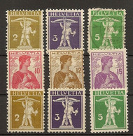 SUIZA  Yvert 128/136*/ (º)  Helvetia  1909/1910 Serie Completa   NL094 - Gebraucht