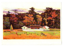 Illustration Couleur Chinoise Ou Autre Pays Asiatique Représentant Maison Traditionnelle Et Paysage - Format : 18x13 Cm - Papier Chinois