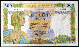 France, 500 Francs,AL. 5.3.42 AL As Scan - 500 F 1940-1944 ''La Paix''
