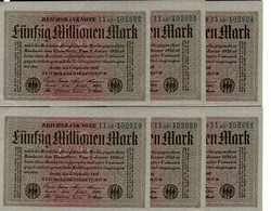 Germany,50 Millionen Mark,01.09.1923,UNC 6 X Consecutive Banknoteserial Number:11 AE.102519#11AE.102524(6 Pieces)as Scan - 50 Mio. Mark