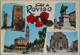 ROVIGO - Saluti Da Rovigo - Torri Grimaldi E Donà Monumento A Garibaldi Duomo Rotonda - Quattro Vedute - Rose - Rovigo