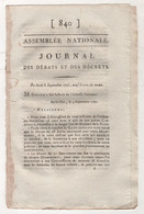 REVOLUTION FRANCAISE JOURNAL DES DEBATS 08 09 1791 - VOLONTAIRES MEUSE VERDUN ...- OCTROIS SAONE - SEINE & MARNE SOLDATS - Periódicos - Antes 1800