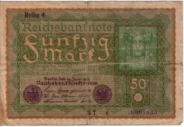 Billet De Banque Allemagne 50 Mark 1919 Reihe 4 République De Weimar Usagé - 50 Mark