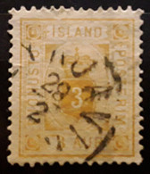 ISLAND ISLANDE SERVICE 1876, Yvert No 3 A , 3 Aur Bistre Clair D 14 , Obl Reykjavik , TB - Servizio