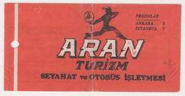 TURKEY ANKARA ARAN TURIZM SEYAHAT  BUS TICKET - Non Classificati