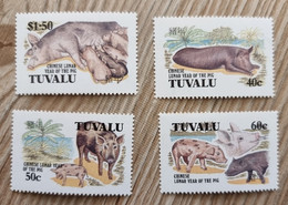 TUVALU Cochons, Cochon , Porcs, Porc Sangliers, Série Complete 4 Valeurs  Année Du Cochon (MNH, **) - Hoftiere