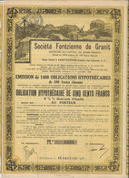 SOCIETE FOREZIENNE DE GRANIT -ST ETIENNE - EMISSION DE 1400 OBLIGATIONS HYPOTHECAIRES DE 500 FRS - ANNEE 1931 - Mineral