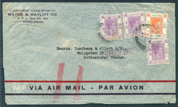 1947 Hong Kong $1.30 Rate Airmail Cover - Gotenburg Sweden "BY AIR TO LONDON ONLY" - Cartas & Documentos