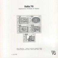 REPUBBLICA 1976 FOGLIETTO PUBBLICITARIO "ITALIA '76 ** MNH FIOR DI STAMPA - Blocks & Sheetlets