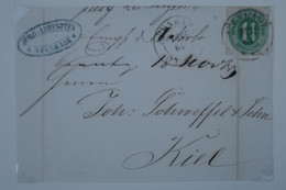 C SCHLESWIG ALLEMAGNE RARE BELLE LETTRE DEVANT 1864 POUR KIEL+ AFFRANCH. INTERESSANT - Schleswig-Holstein