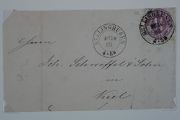 C SCHLESWIG ALLEMAGNE RARE BELLE LETTRE DEVANT 1866 KELLINGHUSEN POUR KIEL+ AFFRANCH. PLAISANT - Schleswig-Holstein