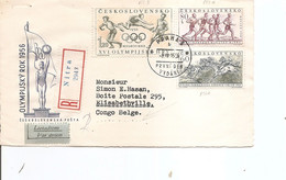 Tchécoslovaquie ( Lettre Recommandée Par Avion De 1956 De Nitra Vers Le Congo Belge à Voir) - Brieven En Documenten