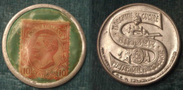 M_p> CURIOSITA' Gettone / Token Con Francobollo - Moneta Di Necessità Francobollo Da 10 Centesimi - SINGER - Monedas/ De Necesidad