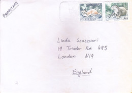 SWEDEN : USED COVER : YEAR 1997 : SPECIAL CANCELLATION : USE OF 2v DIFFERENT WILD LIFE STAMPS : SENT TO ENGLAND - Covers & Documents