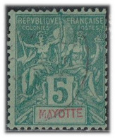 Mayotte 1892 Yv. N°4 - 5c Vert - Oblitéré - Oblitérés