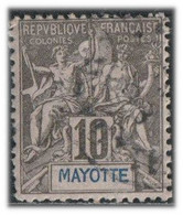 Mayotte 1892 Yv. N°5 - 10c Noir S. Lilas - Oblitéré - Oblitérés