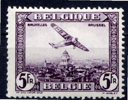 BELGIQUE - 1930 - Poste Aérienne - N° 5 - 5 F. Violet-brun - (Avions Survolant Des Panoramas) - Journaux [JO]