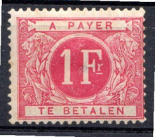 BELGIQUE - 1895-1912 - Timbre Taxe - N° 10 - 1 F. Rose - (Chiffre) - Newspaper [JO]